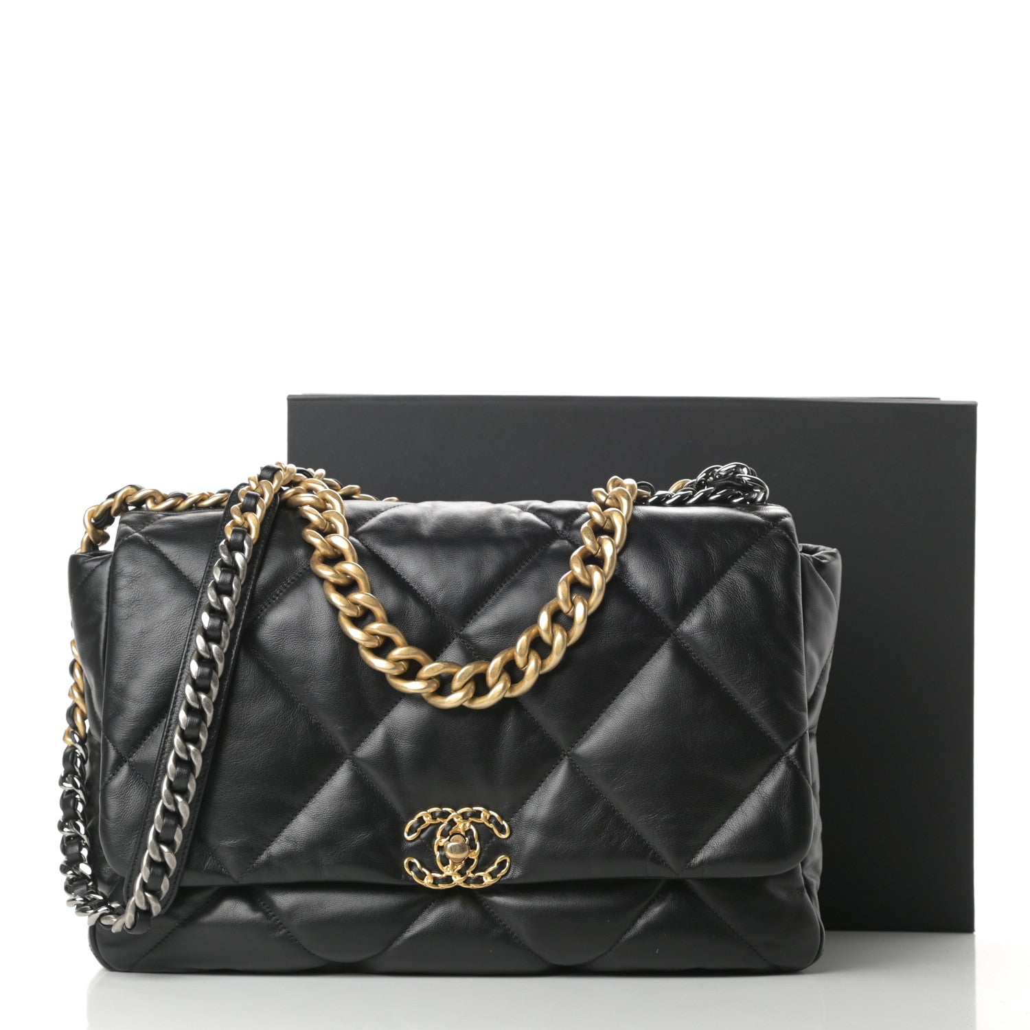 Chanel Goatskin Quilted Maxi Chanel 19 Flap Black 11 of 11