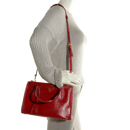 Prada Saffiano Vernice Mini Double Zip Tote Rosso 2 of 9