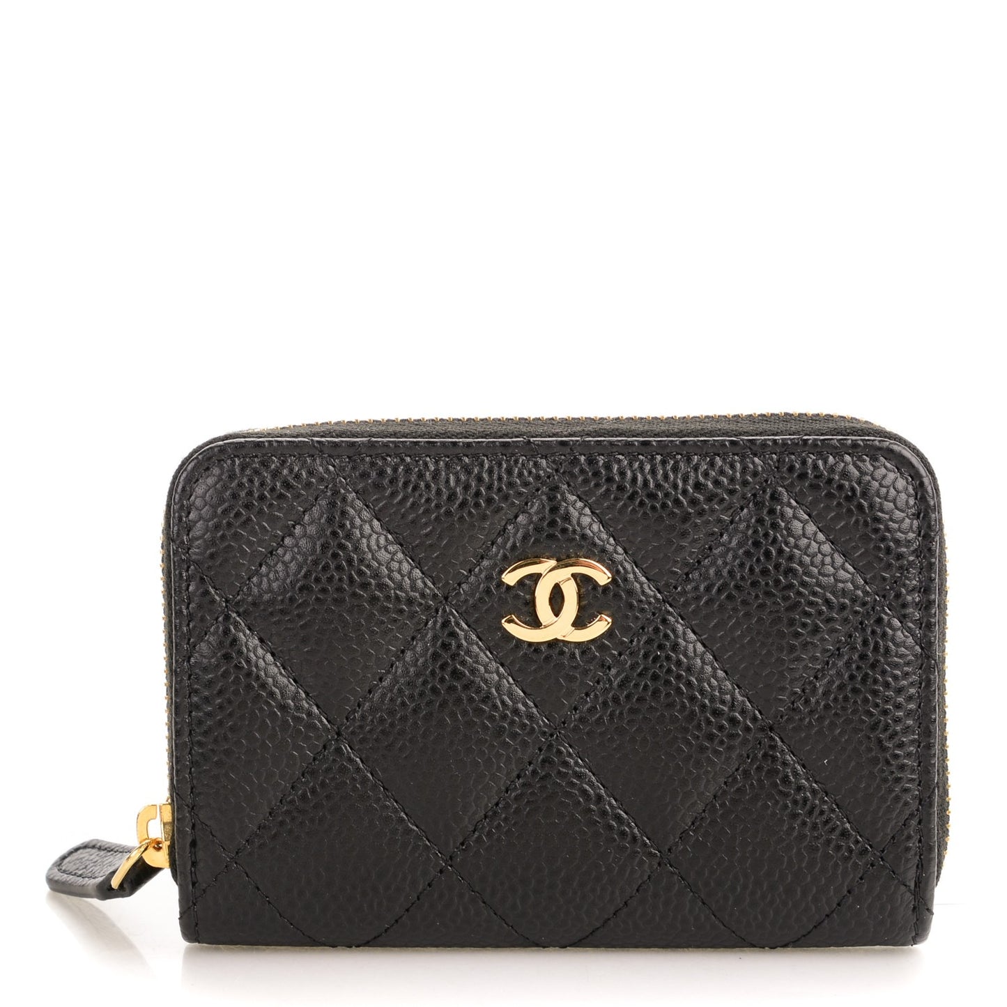 Caviar Quilted Zip Coin Purse Black