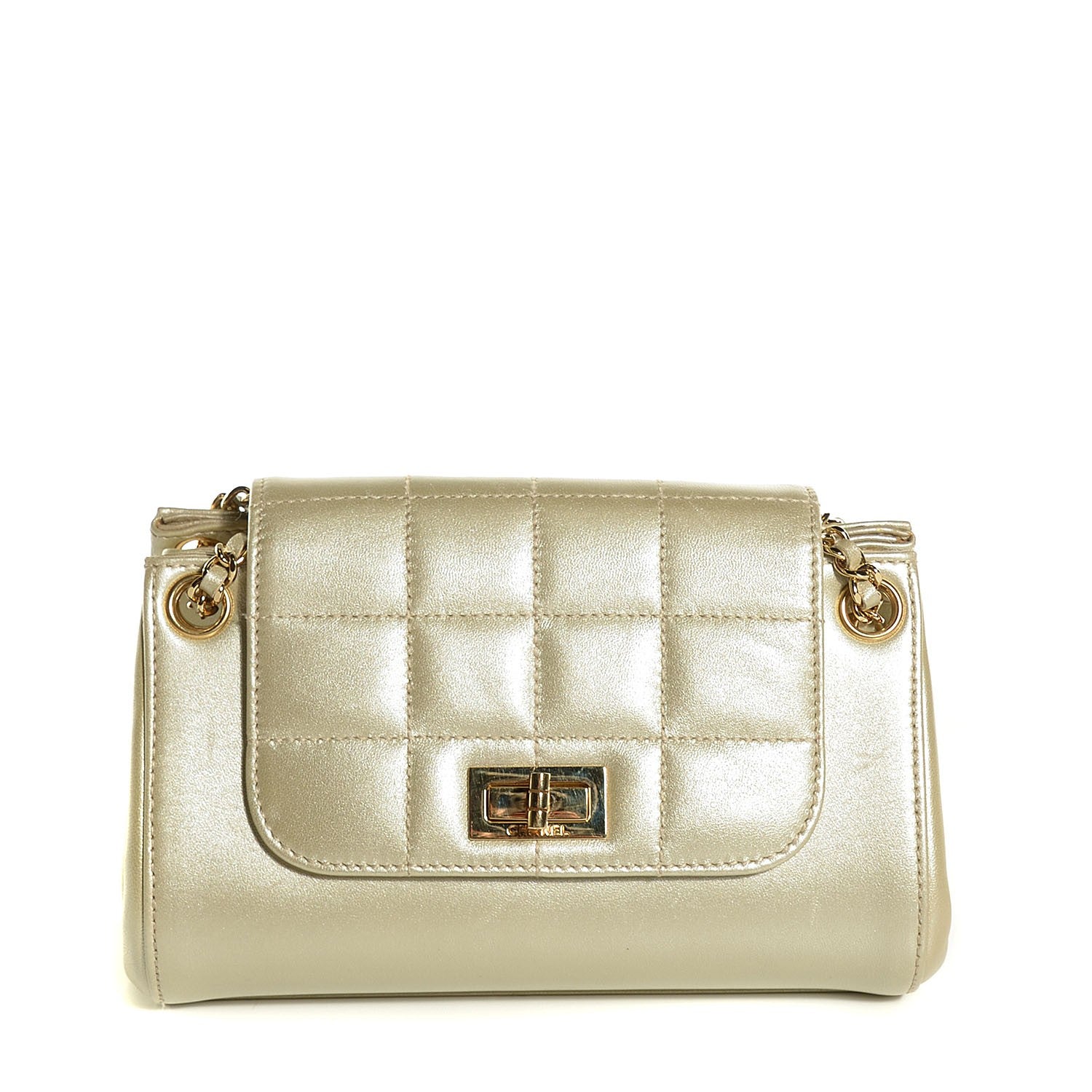 Chanel Lambskin Chocolate Bar Accordion Mademoiselle Small Flap Light Gold 1 of 8