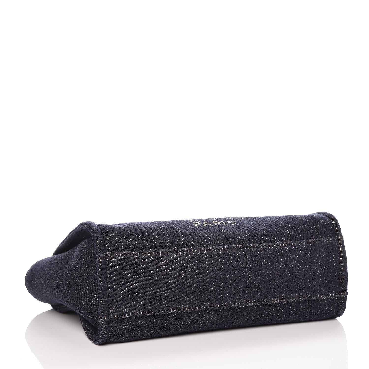 Chanel Lurex Canvas Small Deauville Tote Navy Blue Gold 4 of 11