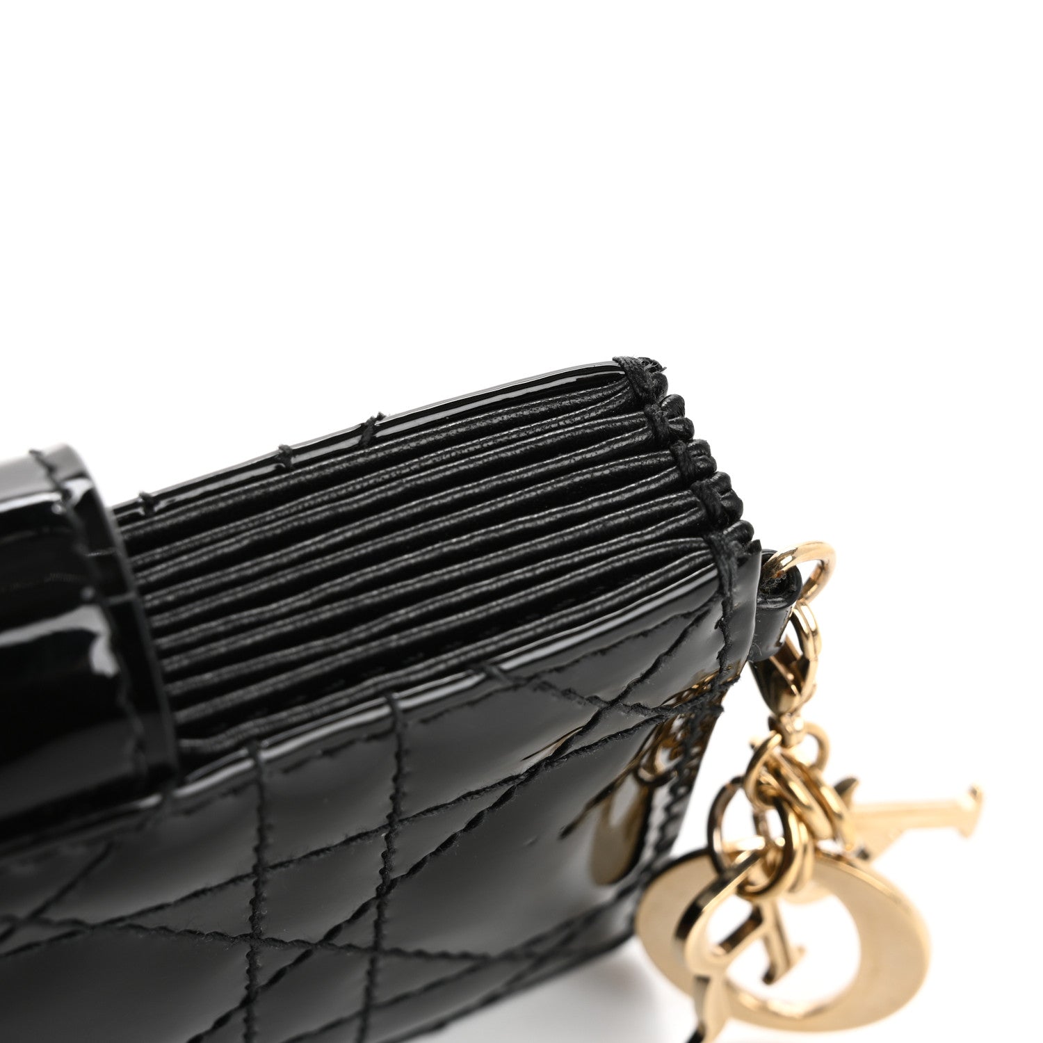 Christian Dior Patent Cannage Lady Dior 5-Gusset Card Holder Black 9 of 10