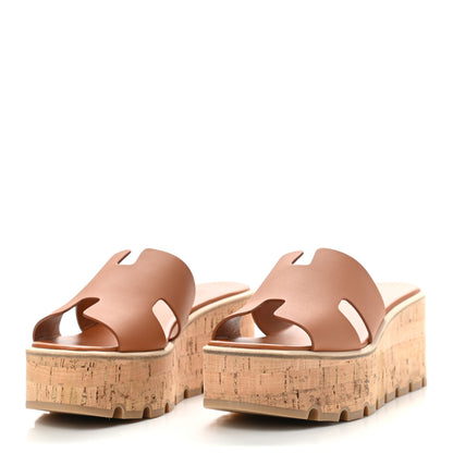 Hermes Calfskin Cork Eze 30 Sandals 39 Marron Glaise 3 of 8