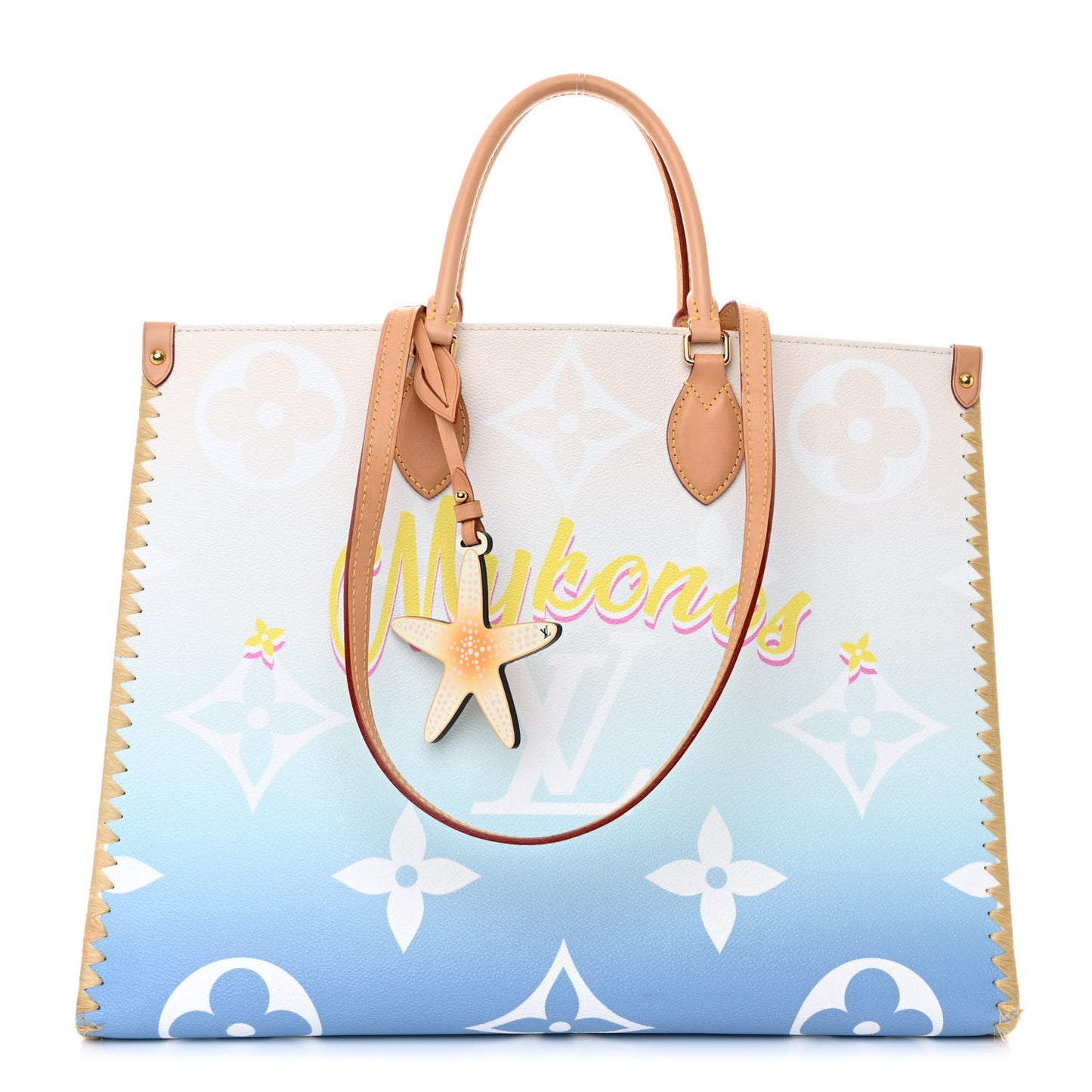 Monogram Giant Raffia Mykonos By The Pool Onthego GM Blue