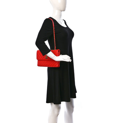 Chanel Lambskin Chevron Quilted Medium Trendy CC Flap Red 2 of 9