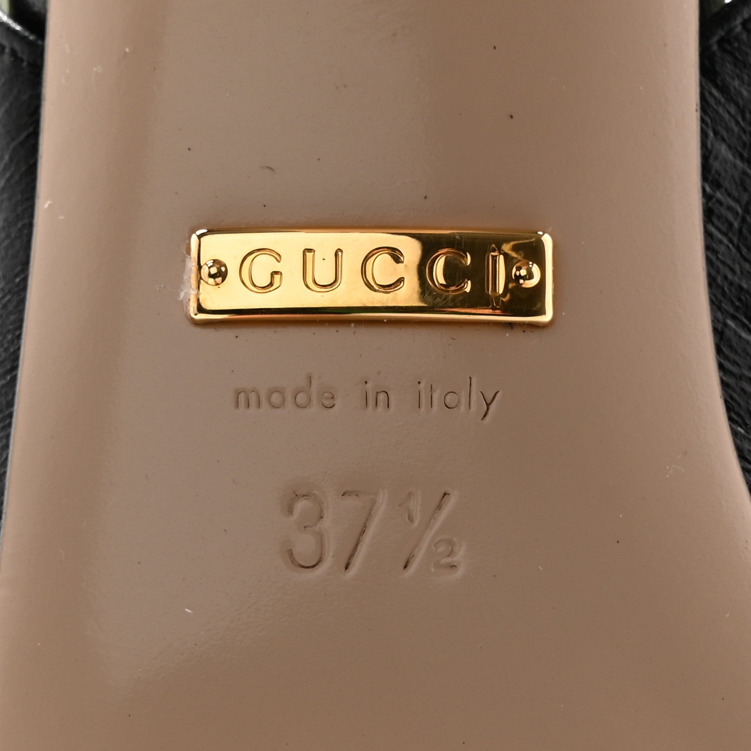 Gucci Malaga Kid Half Moon GG Square Toe Slingback Pumps 37.5 Black Vintage White 6 of 10