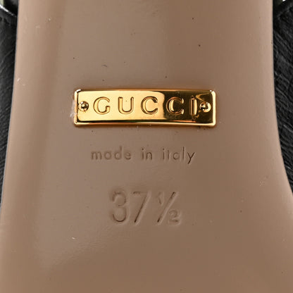 Gucci Malaga Kid Half Moon GG Square Toe Slingback Pumps 37.5 Black Vintage White 6 of 10