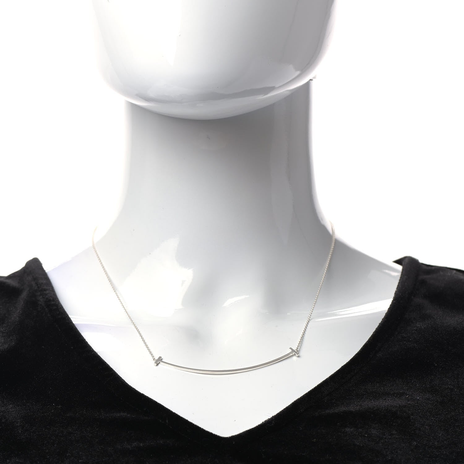 Tiffany Sterling Silver Large T Smile Pendant Necklace 2 of 6