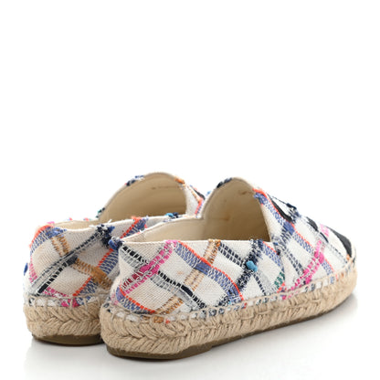 Chanel Tweed Grosgrain CC Espadrilles 36 White Blue Pink Green Black 4 of 17