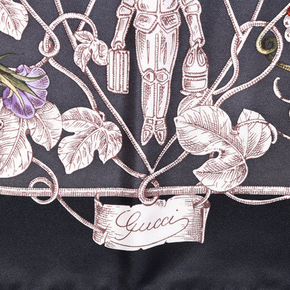 Gucci Silk Twill Wondergardenia Square Scarf Anthracite 4 of 6