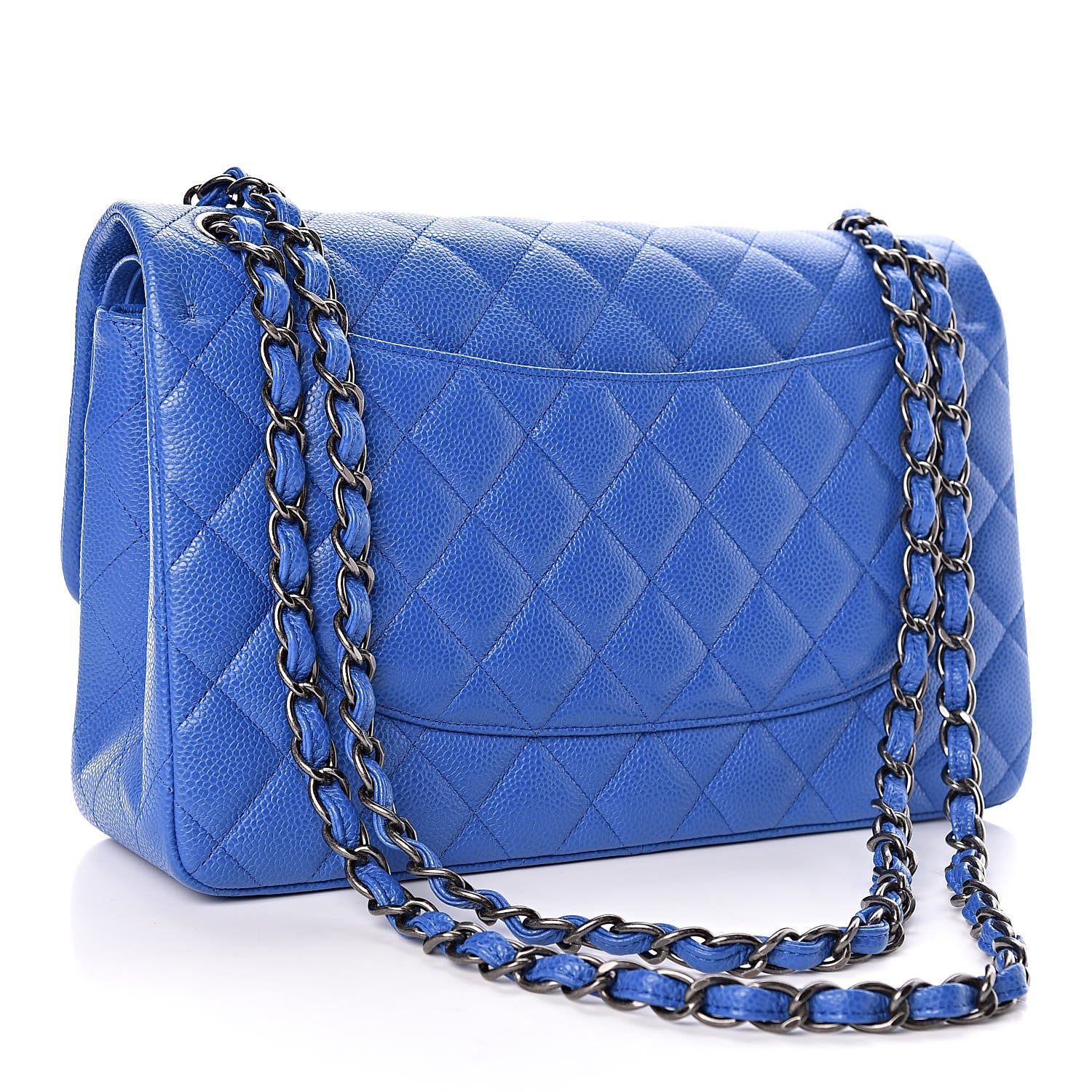 Chanel Caviar Quilted Jumbo Double Flap Blue 3 of 10