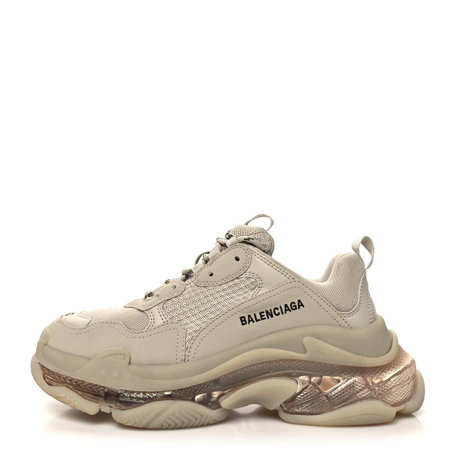 Balenciaga Fabric Mesh Clear Sole Womens Triple S Sneakers 40 Beige 1 of 7