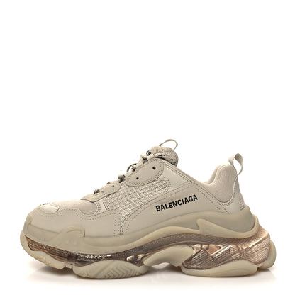 Balenciaga Fabric Mesh Clear Sole Womens Triple S Sneakers 40 Beige 1 of 7
