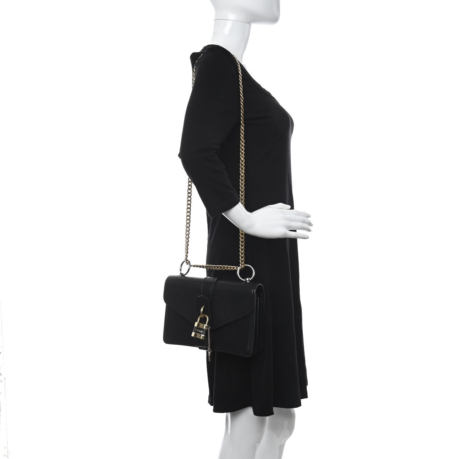 Chloe Shiny Goatskin Calfskin Aby Chain Shoulder Bag Black 2 of 9