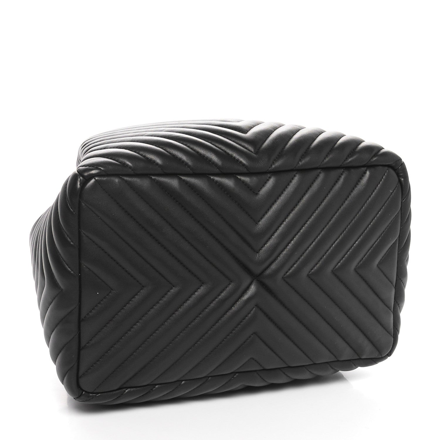 Chanel Lambskin Chevron Quilted Large Urban Spirit Drawstring Bag Black 4 of 10