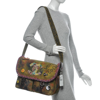 Chanel Washed Toile Large Graffiti On The Pavements Messenger Khaki Multicolor 2 of 8