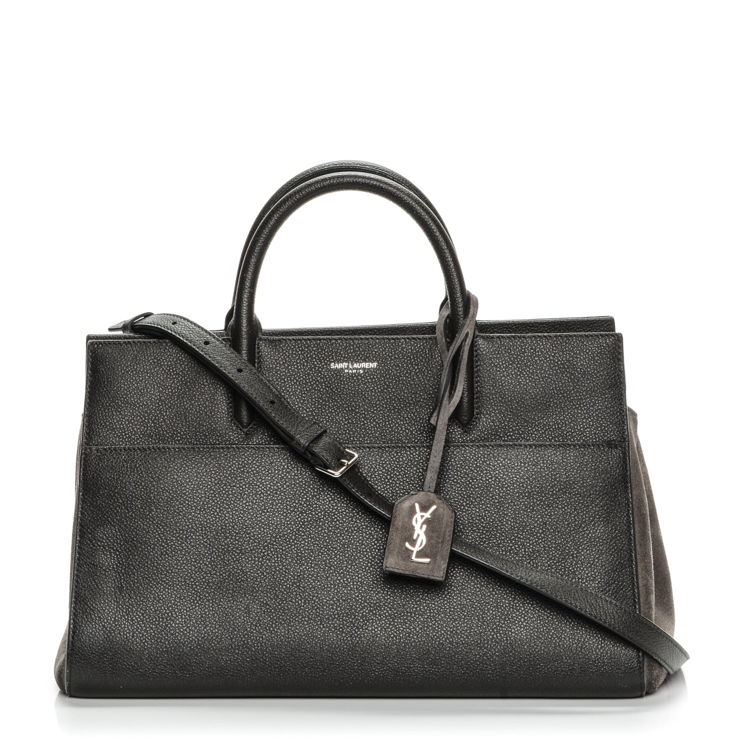 Saint Laurent Grained Calfskin Suede Small Cabas Rive Gauche Dark Anthracite 1 of 15