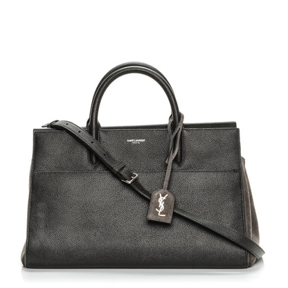 Saint Laurent Grained Calfskin Suede Small Cabas Rive Gauche Dark Anthracite 1 of 15