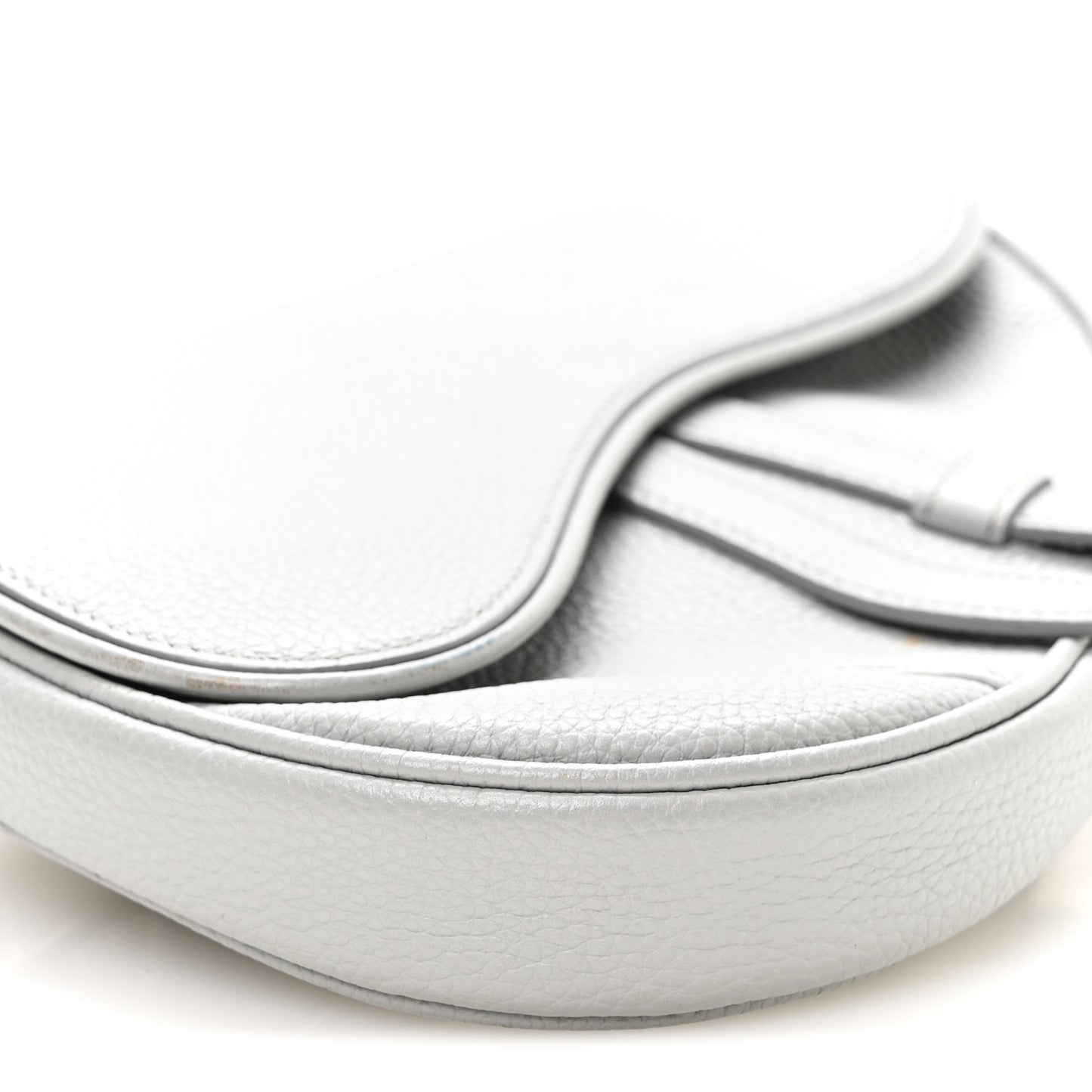 Grained Calfskin Mens Mini Saddle Bag Gray