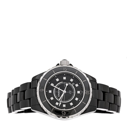Chanel Stainless Steel Ceramic Diamond 33mm J12 Quartz Watch Black 2 of 6