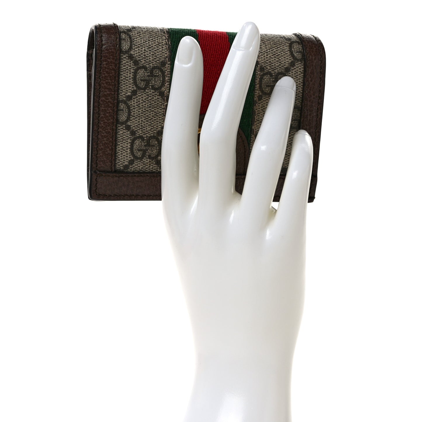 GG Supreme Monogram Web Ophidia Card Case Beige New Acero