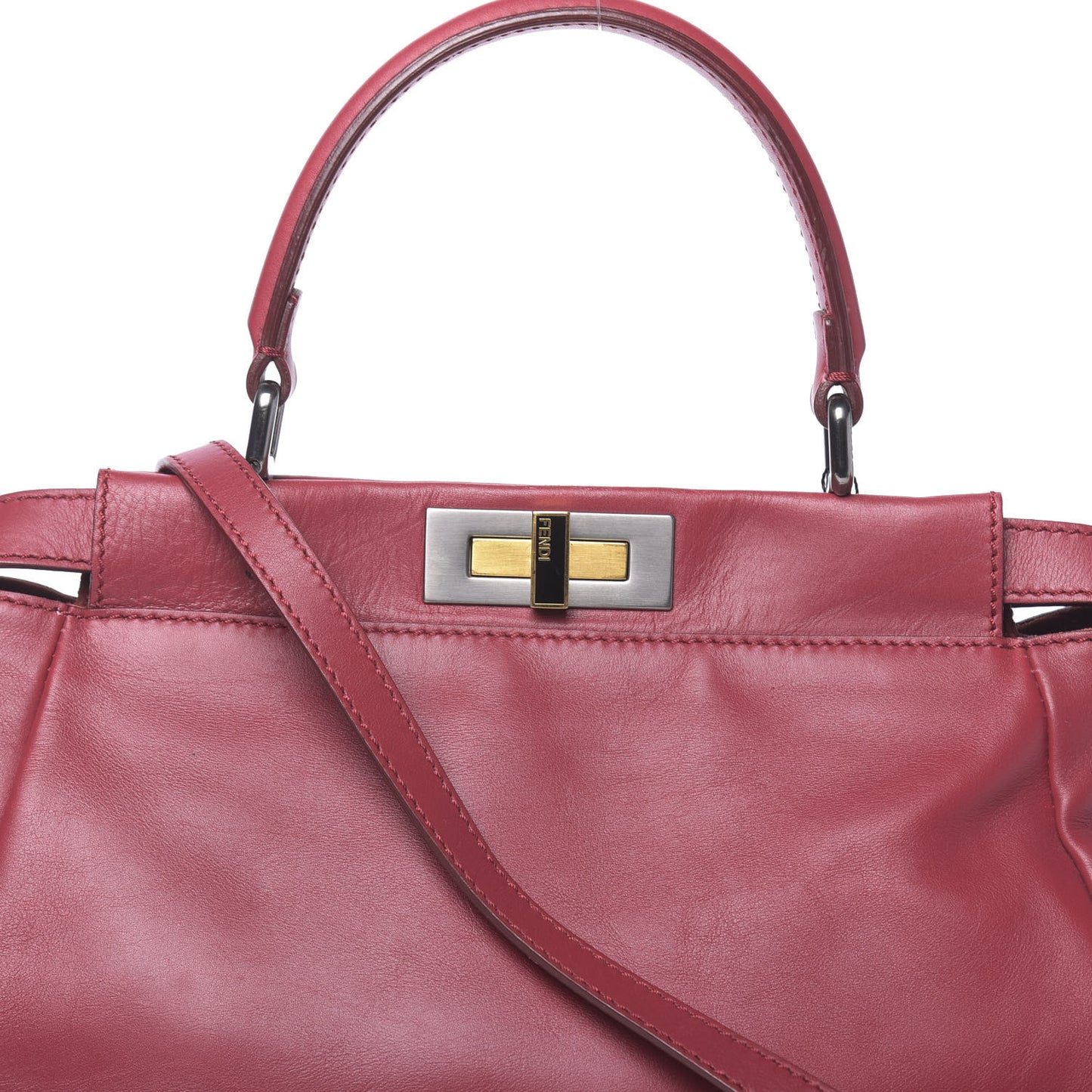 Vitello Suede Medium Peekaboo Iconic Satchel Rubino Peonia