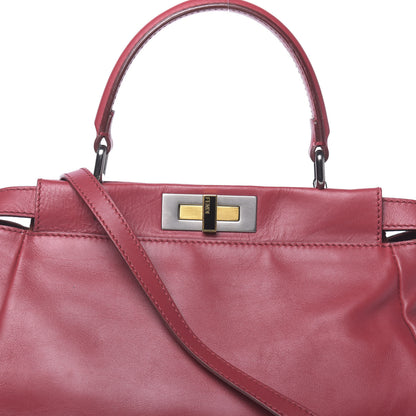 Fendi Vitello Suede Medium Peekaboo Iconic Satchel Rubino Peonia 14 of 14