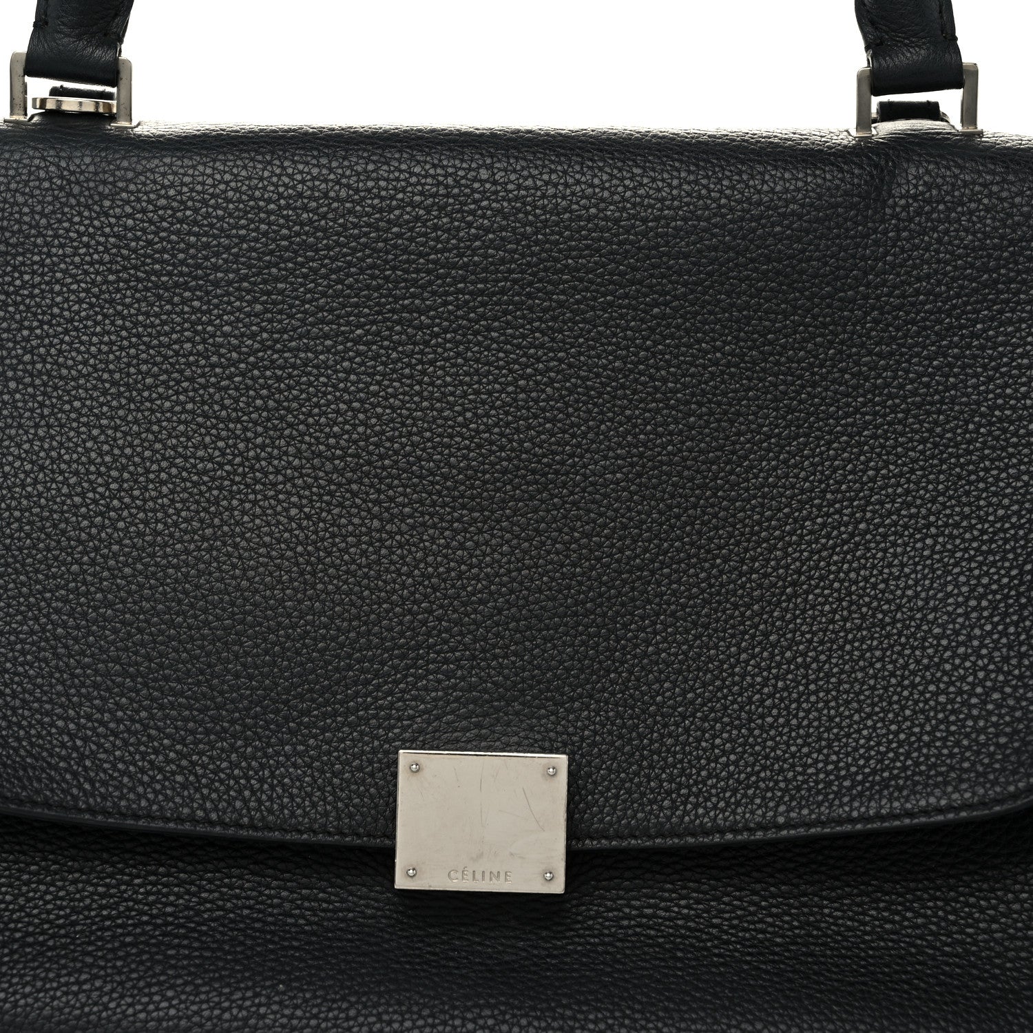 Celine Drummed Calfskin Suede Small Trapeze Black 7 of 10