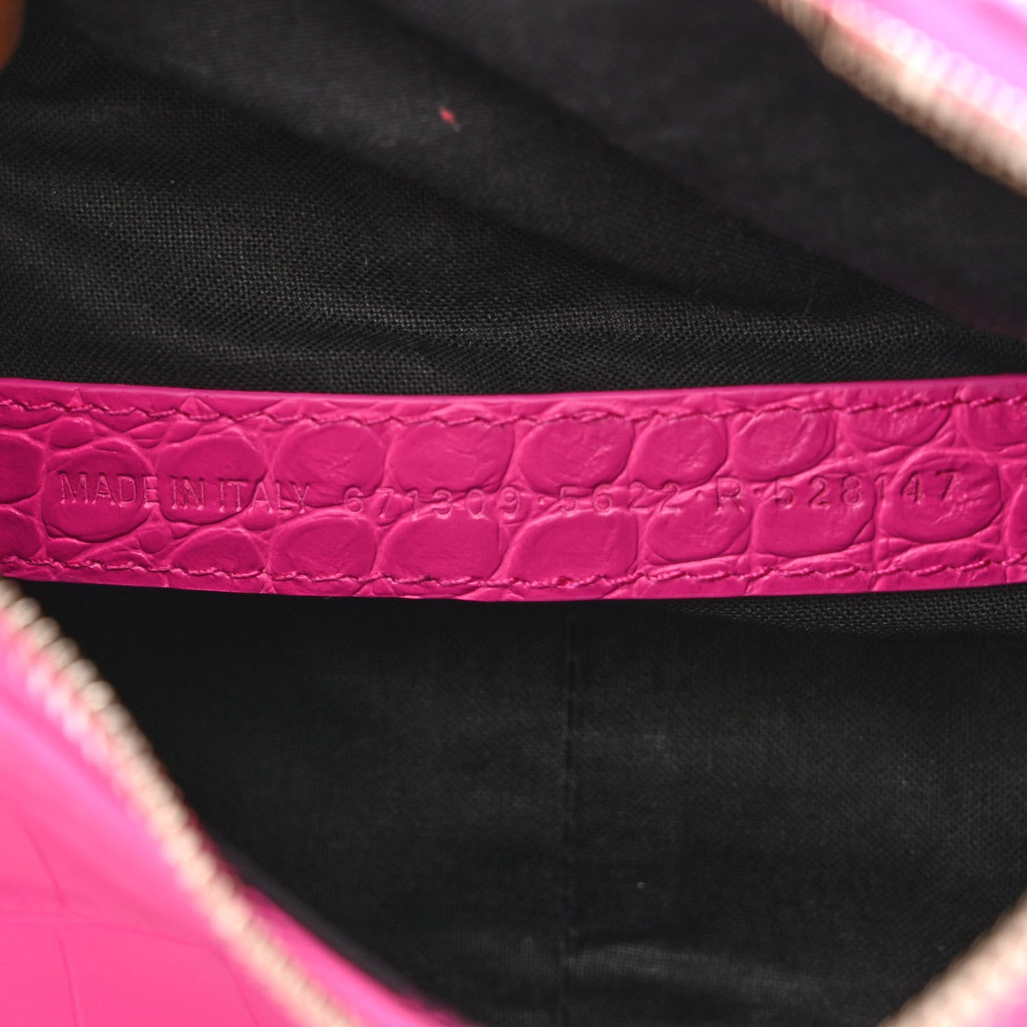 Balenciaga Extra Supple Calfskin Crocodile Embossed XS Le Cagole Shoulder Bag Lipstick Pink 7 of 12