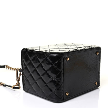 Chanel Glazed Calfskin Quilted Cosmetic Top Handle Case Black 3 of 9