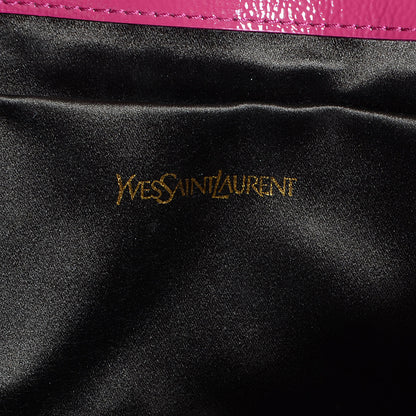 Saint Laurent Textured Patent Monogram Large Belle De Jour Clutch Fuchsia 6 of 7