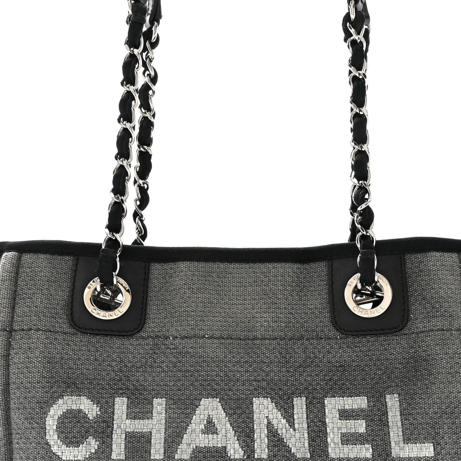 Chanel Canvas Mini Deauville Tote Dark Grey 8 of 12