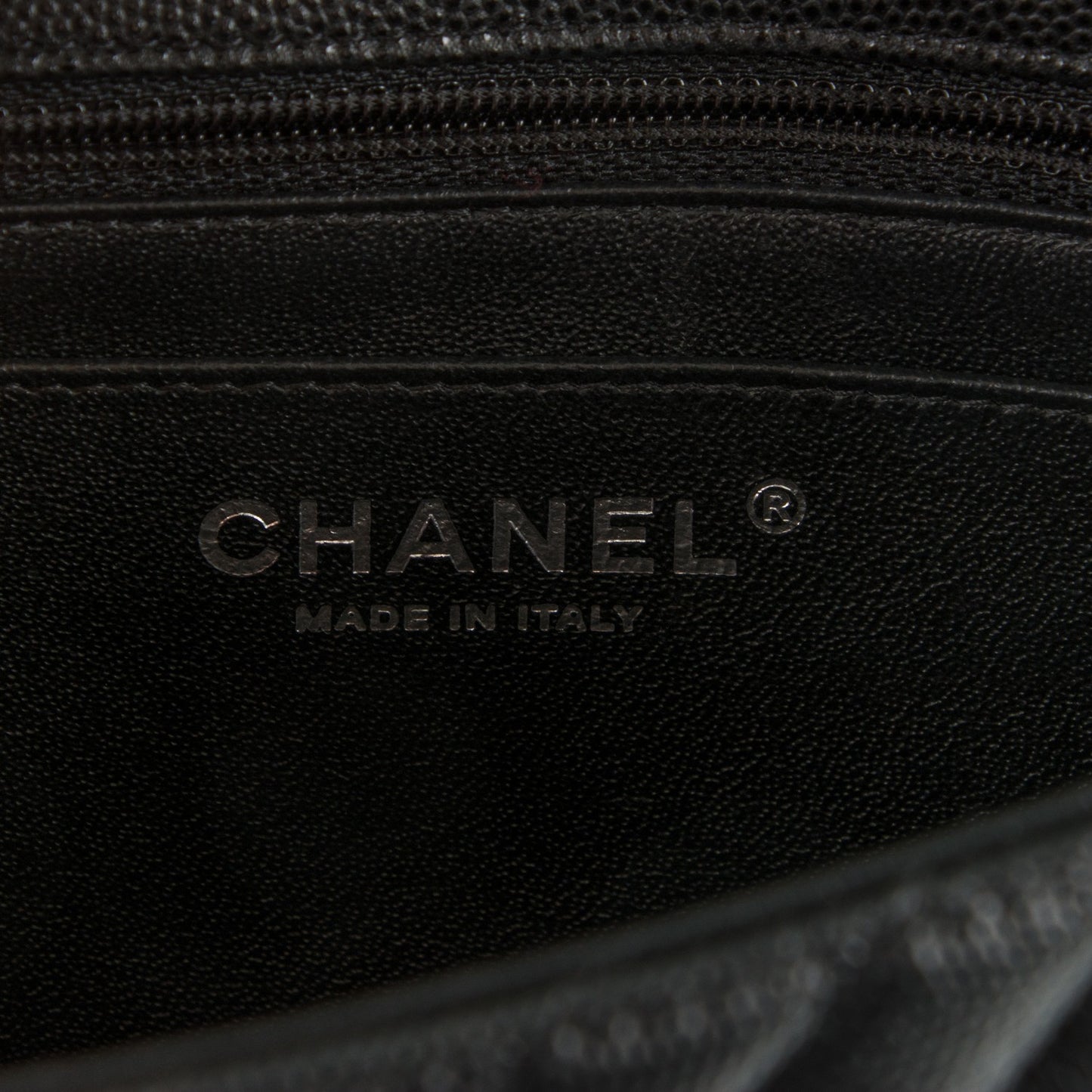 Caviar Chevron Quilted Mini Square Flap Black