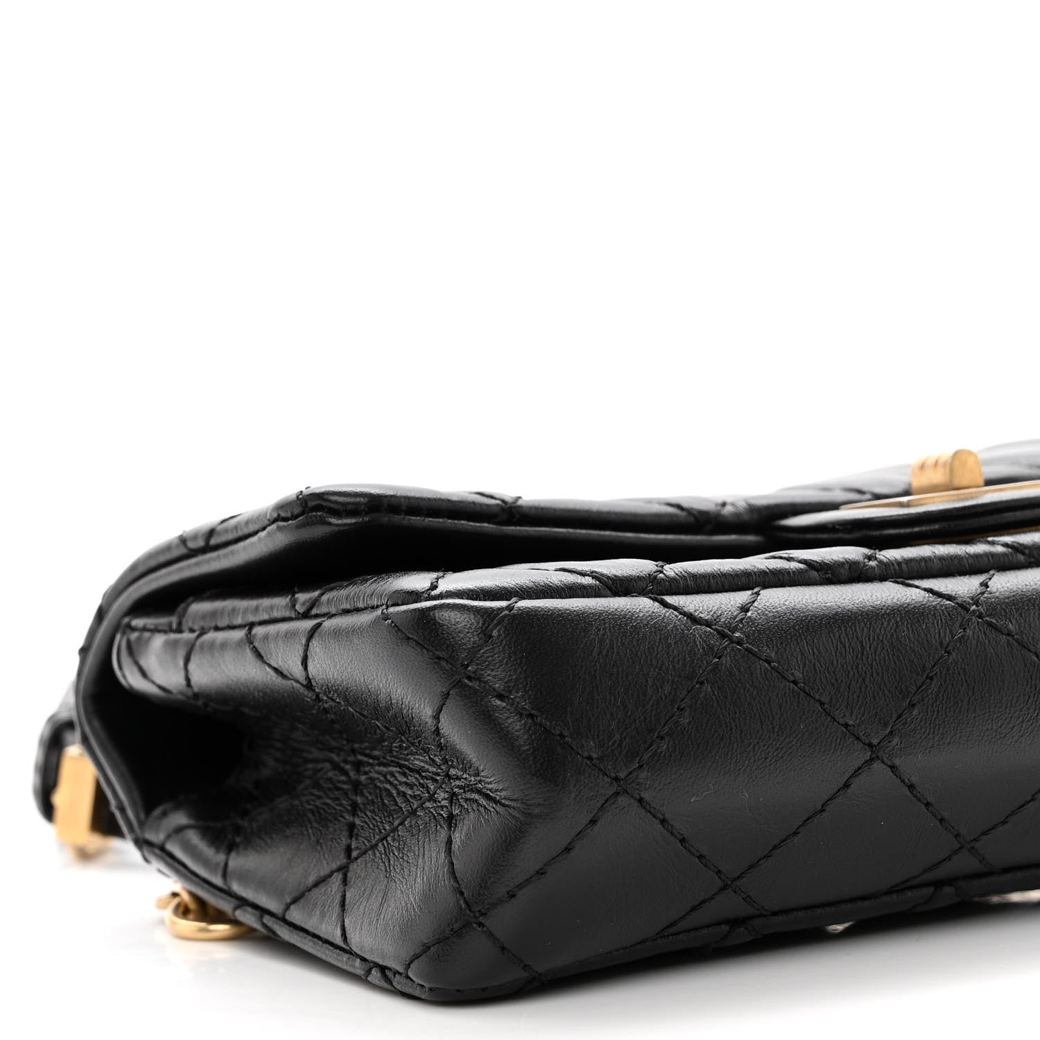 Chanel Aged Calfskin Quilted 2.55 Reissue Flap Belt Bag Clutch Black 9 of 10