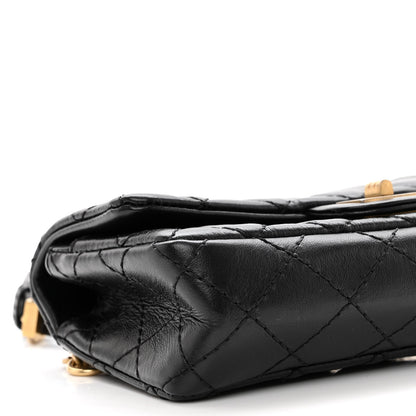 Chanel Aged Calfskin Quilted 2.55 Reissue Flap Belt Bag Clutch Black 9 of 10