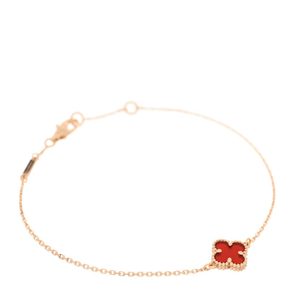 Van Cleef & Arpels 18K Rose Gold Carnelian Sweet Alhambra Bracelet 1 of 3