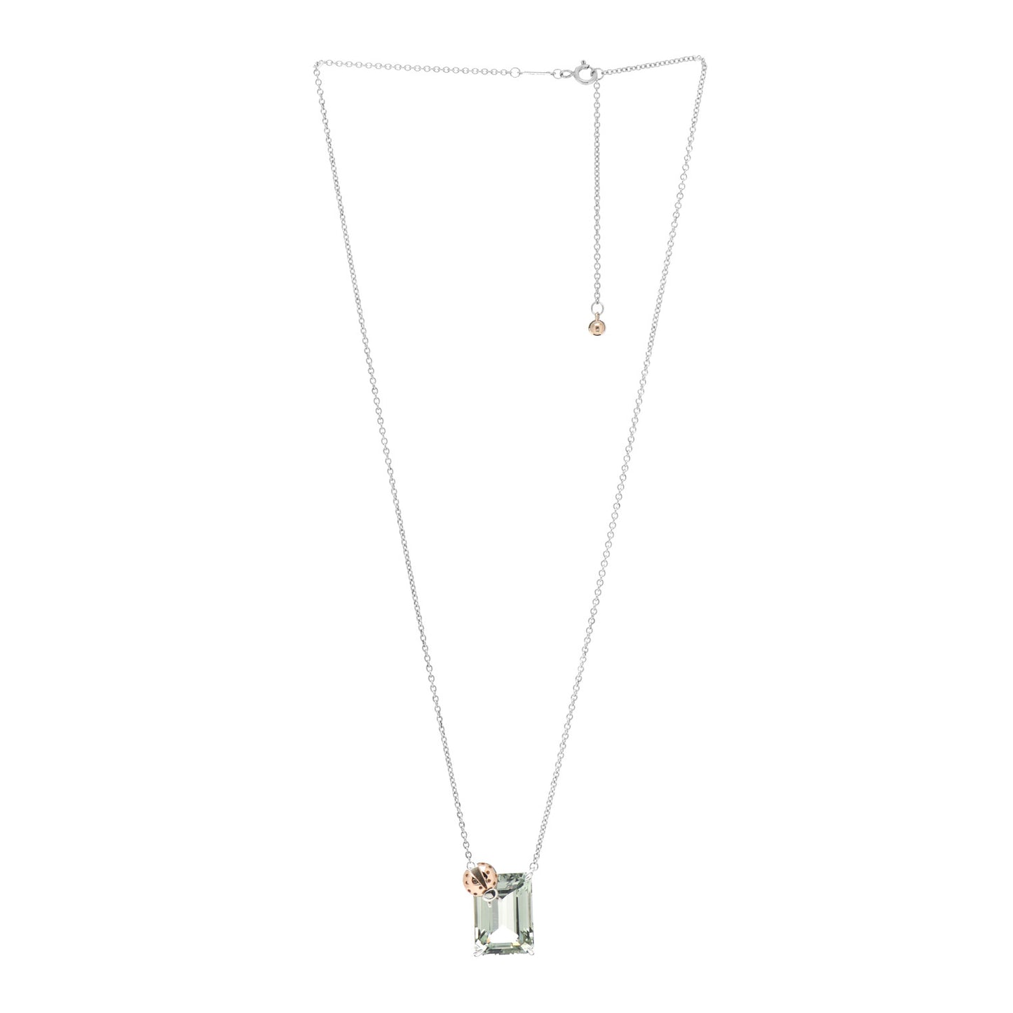 Sterling Silver 18K Rose Gold Prasiolite Return to Tiffany Love Bugs Ladybug Necklace