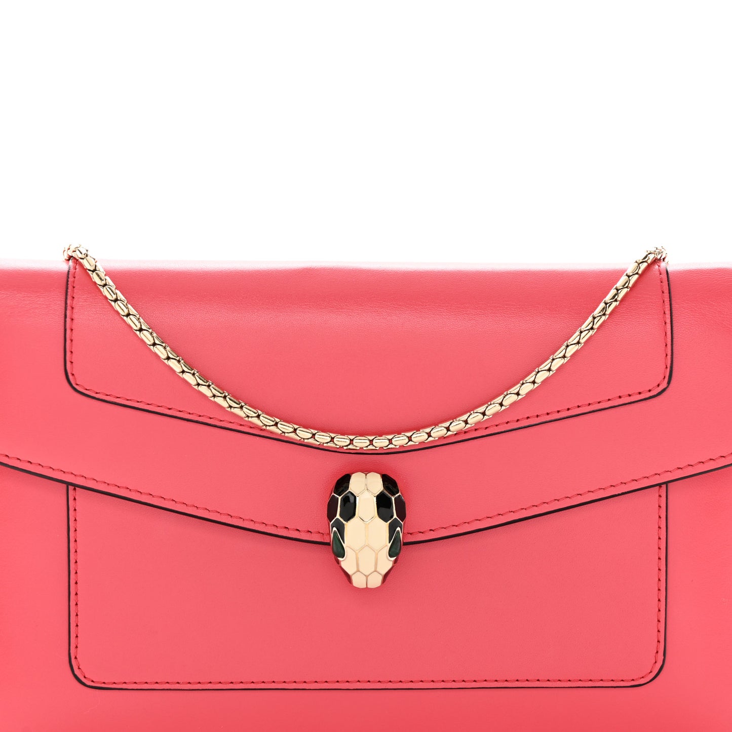 Calfskin Serpenti Forever Chain Wallet Reef Coral