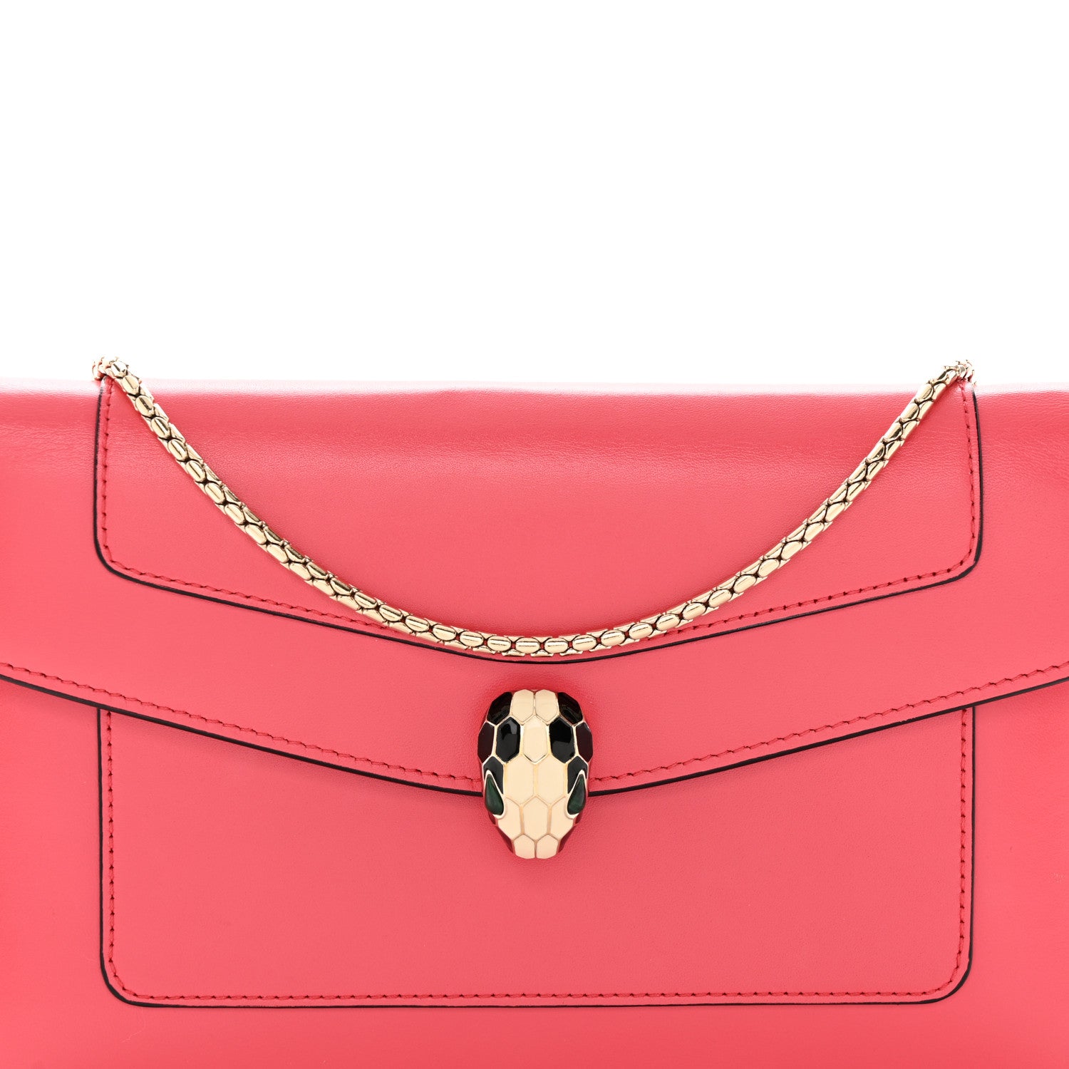 Bulgari Calfskin Serpenti Forever Chain Wallet Reef Coral 8 of 25