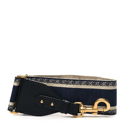 Christian Dior Canvas Embroidered Shoulder Strap Blue 1 of 4