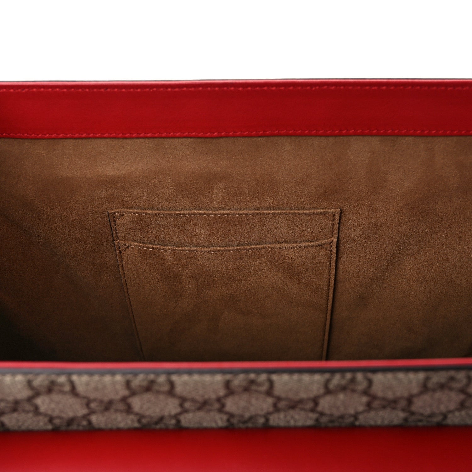 Gucci GG Supreme Monogram Calfskin Medium Padlock Top Handle Bag Beige Hibiscus Red New Rosette 14 of 15