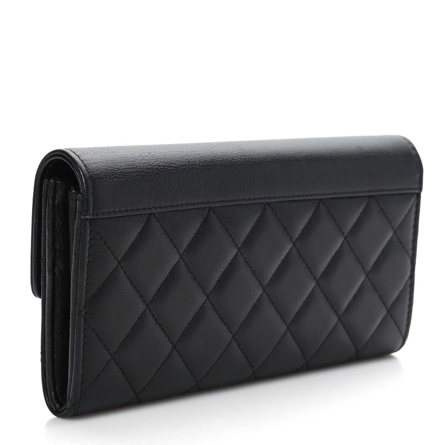 Chanel Grained Calfskin Quilted CC Box Flap Wallet Black 2 of 8