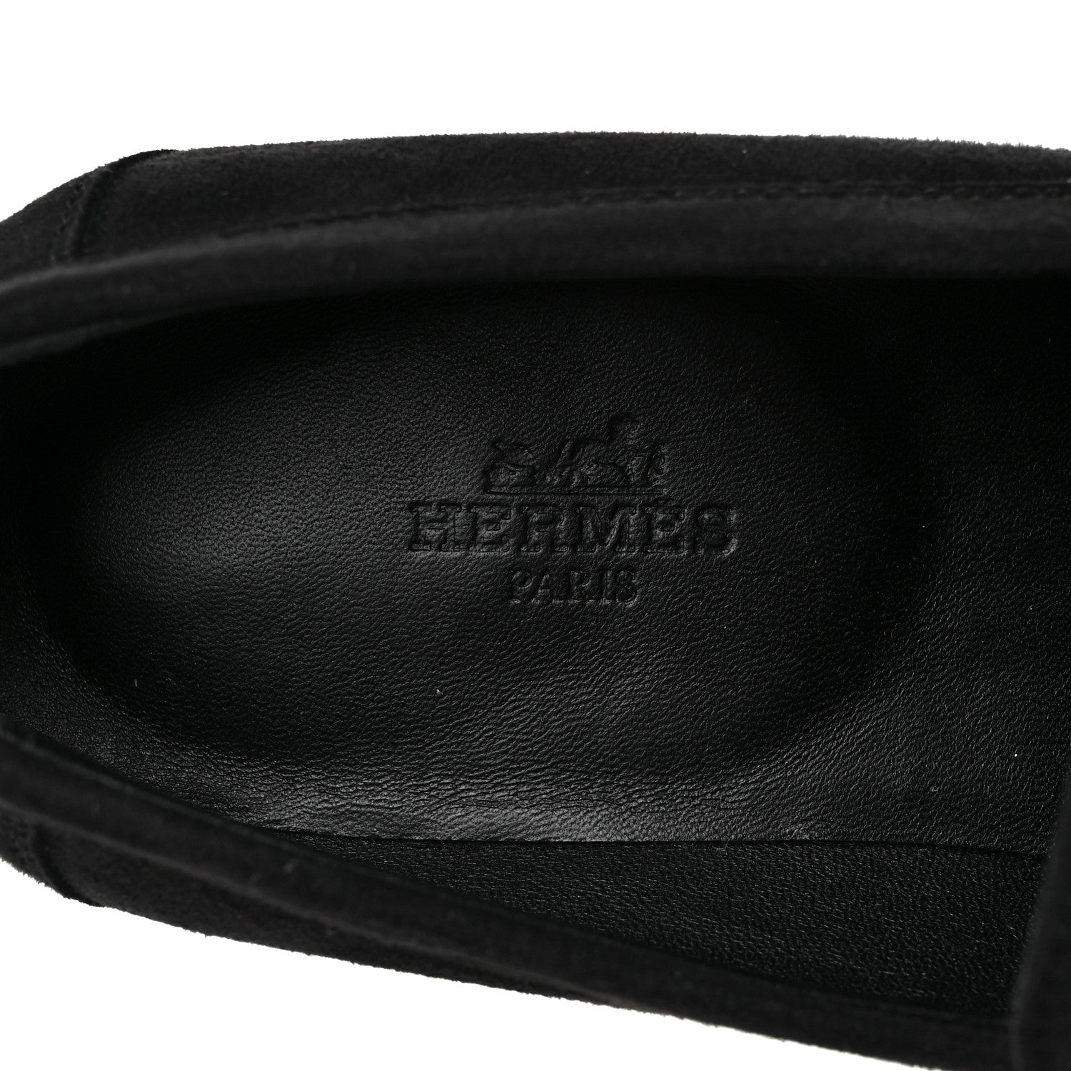 Hermes Suede Goatskin Womens Destin Loafer 37 Black 7 of 8