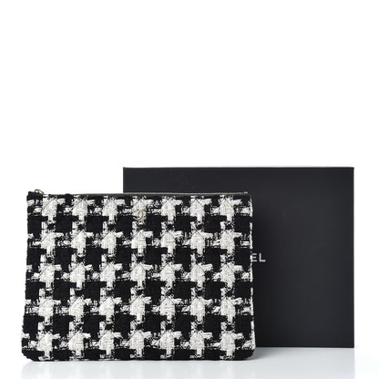Chanel Tweed Quilted Medium Cosmetic Pouch Black Ecru White 8 of 8