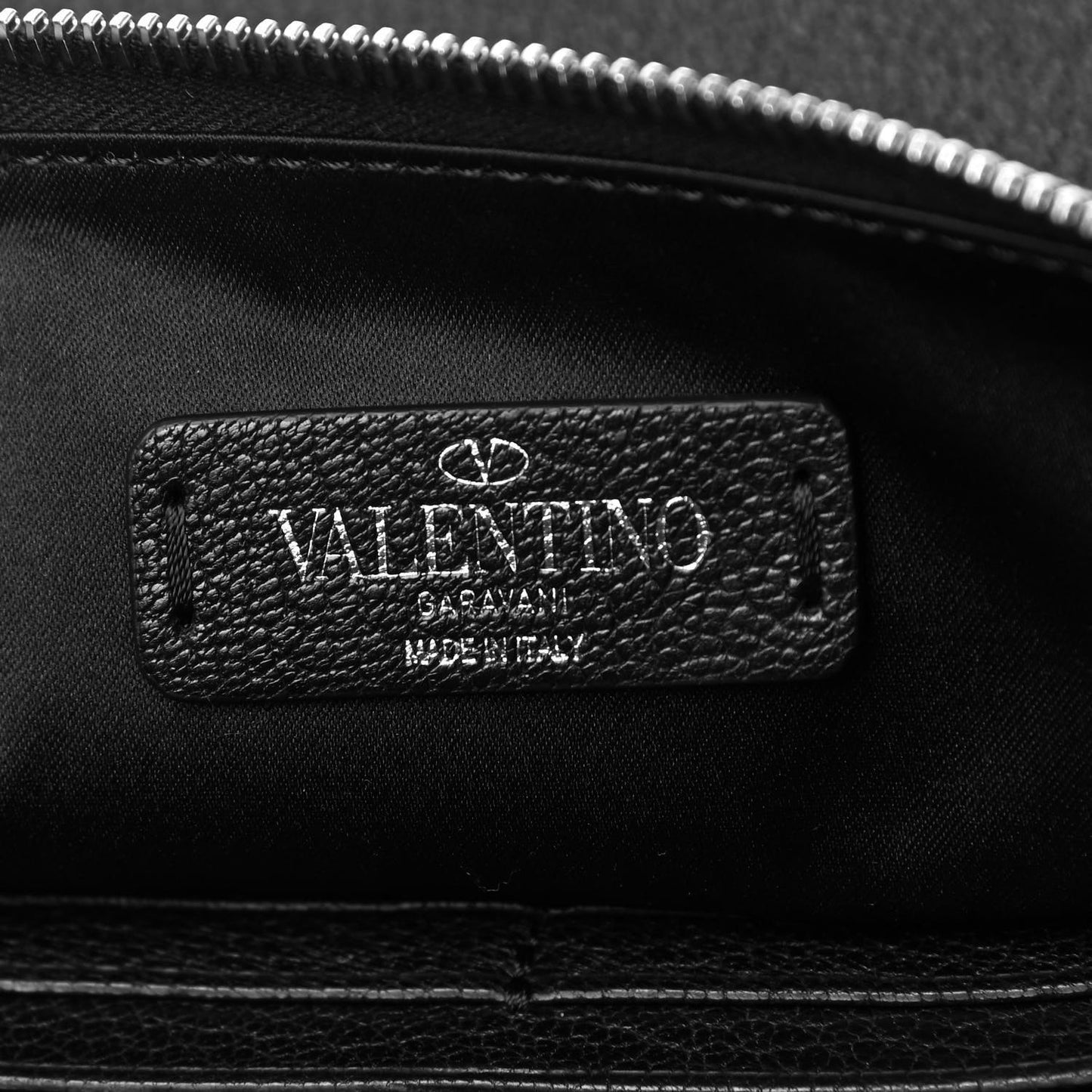 Goatskin Zip Wristlet Pouch Black