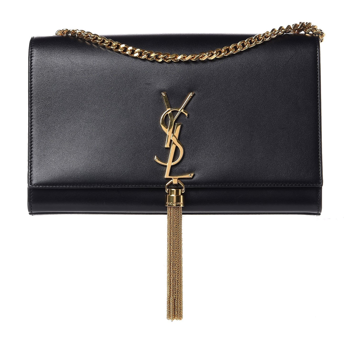Smooth Calfskin Medium Classic Monogram Kate Tassel Satchel Black