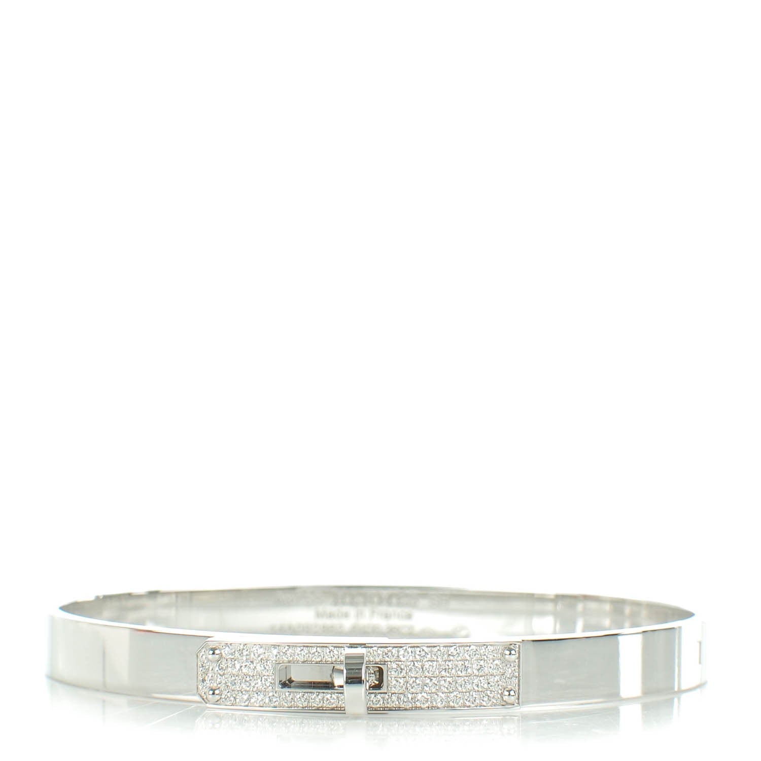 Hermes 18K White Gold Diamond PM Kelly Pave Bracelet SH 1 of 6