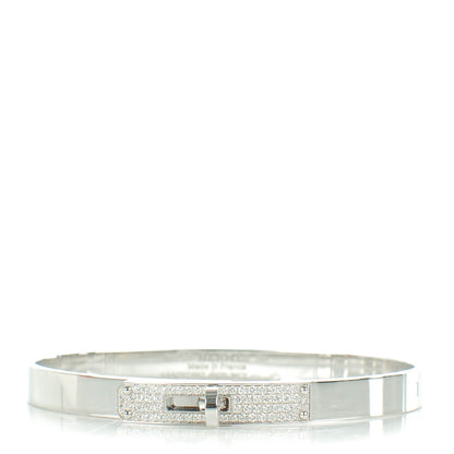 Hermes 18K White Gold Diamond PM Kelly Pave Bracelet SH 1 of 6