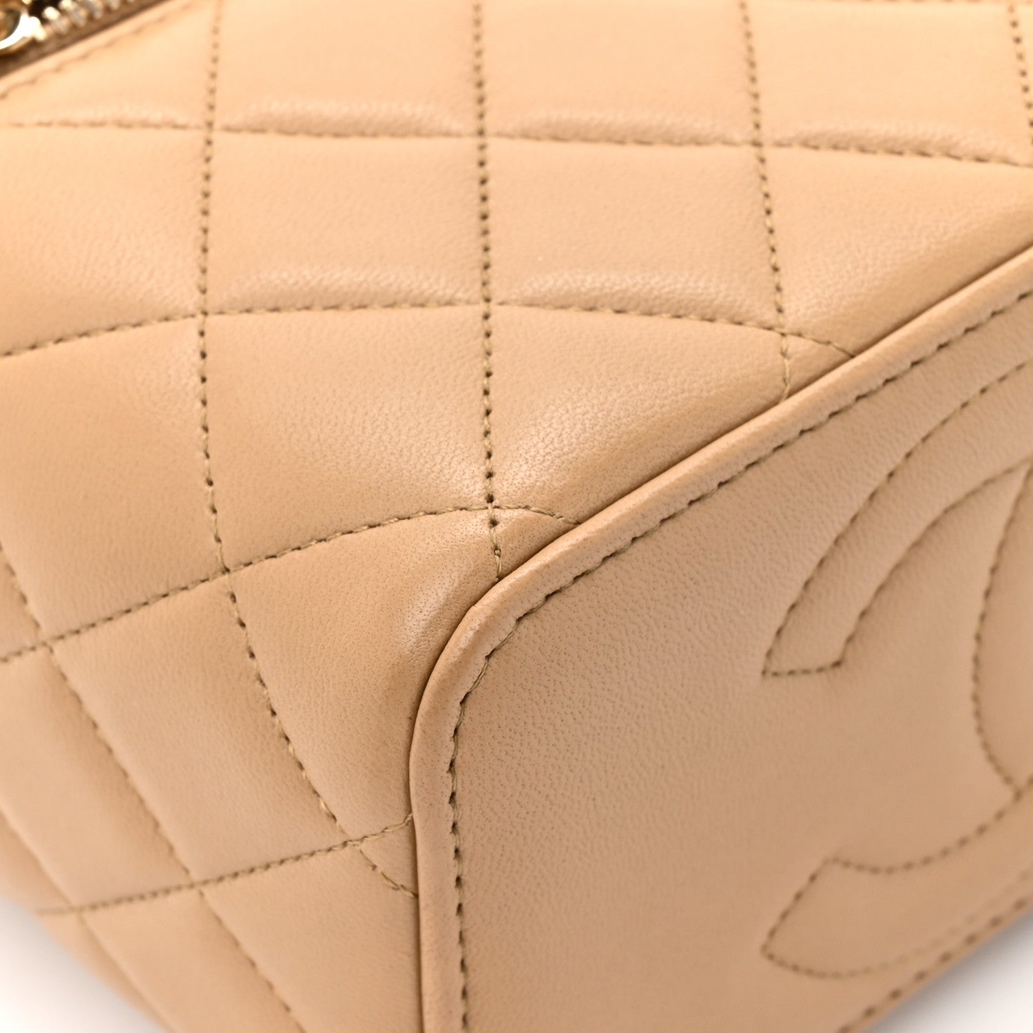 Chanel Lambskin Quilted Small Top Handle Vanity Case With Chain Beige 12 of 14