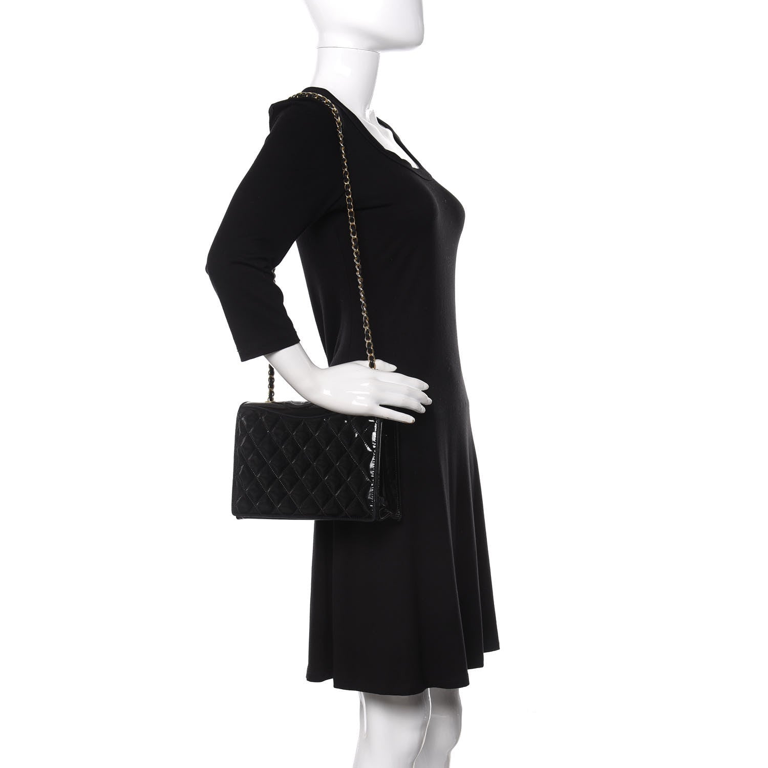 Chanel Patent Quilted Small CC Single Flap Bag Black 2 of 15